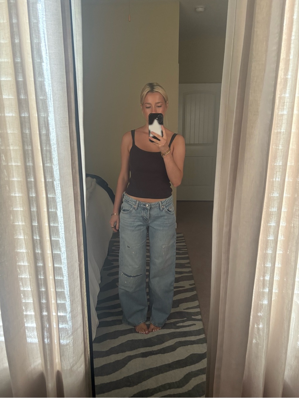We The Free Light Blue Boyfriend Jeans with Subtle Distressing. retail $128 NW